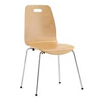 Bistro 4 Leg Chair Wood with Chrome Frame
