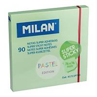 Karteczki samoprzylepne MILAN Super Sticky Pastel, 76x76mm, zielone, 90 sztuk