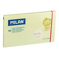 Karteczki samoprzylepne MILAN Super Sticky Pastel, 127x76mm, żółte, 90 sztuk