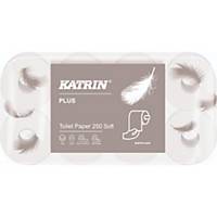 Katrin Toilettenpapier 11711, 3-lagig, 250 Blatt, weiß, 9 x 8 Rollen
