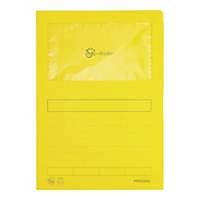 Folder z okienkiem PRESSEL, karton, A4, 120 g, żółty, 100 sztuk