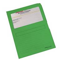 Folder z okienkiem PRESSEL, karton, A4, 120 g, zielony, 100 sztuk