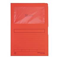 Folder z okienkiem PRESSEL, karton, A4, 120 g, czerwony, 100 sztuk