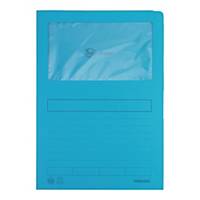 Folder z okienkiem PRESSEL, karton, A4, 120 g, niebieski, 100 sztuk