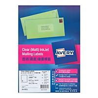 Avery J8567 Clear Inkjet Label 199.6 x 289mm - Pack of 10 Labels