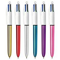 BIC 4 Colours Shine Retractable Ballpoint Pens Medium Assorted - Box of 12