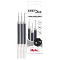 Pack de 3 recargas para caneta gel Pentel Energel - 0,7 mm - preto