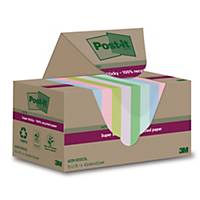 Post-it® Super Sticky Recycled Notes, Assorted Colours, 47.6x 47.6 mm Pack of 12