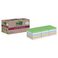 Post-it® Super Sticky 100  Recycled, 18 blokke, mangefarvede, 76 x 76