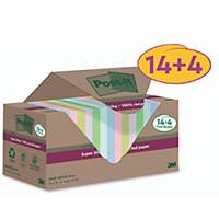 Post-it® Super Sticky Recycled Notes, Assorted Colours, 76 x 76 mm Pack of 18