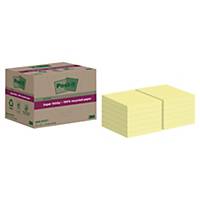 Post-it® Super Sticky Recycled Notes, Canary Yellow, 76 mm x 76 mm Pack of 12