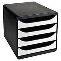 Bloc à tiroirs Exacompta Big Box, 4 tiroirs, A4+, noir et blanc glossy, la pièce