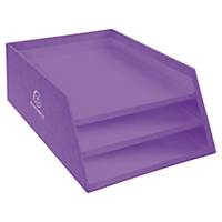 Letter tray Teksto, A4, 3 levels, cardboard, recyclable, purple