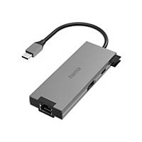 Hama USB-C Hub, USB-C to USB-A/USB-C/HDMI/LAN/ethernet, 5 ports, grey 