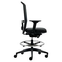 Office chair Interstuhl LX002, with mesh backrest, foot ring and armrest, black