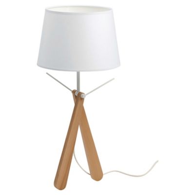 Lampe de bureau Aluminor Zazou, blanc et hêtre clair, la pièce