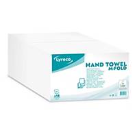 Folded hand towels Lyreco, M-fold, 2-ply, pack of 15 x 125 pieces