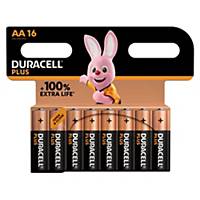 Duracell Plus Alkaline 100 AA batteries, per 16
