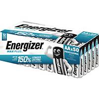 Energizer Max Plus Alkaline AA battery, 1.5V, pack of 50
