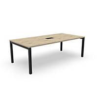 Arial table de conférence softclosing, L 200 x L 100 cm, plateau bois,pieds noir