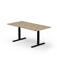 Table assis-debout Axel, L 200 x l 100cm, électrique,plateau en bois,pieds noirs