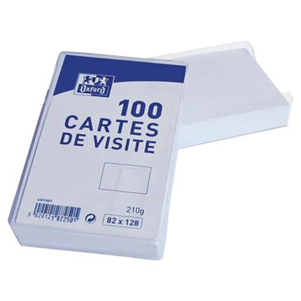 Coffret de 100 cartes de visite bristol blanches 82x128 220 g/m²