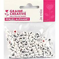 Perles alphabet 6 mm, plastique, blanc, paquet de 250