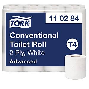 Toalettpapir Tork T4 Advanced, 2-lags, hvit, sekk à 24 ruller
