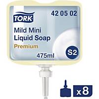Savon liquide Tork Mini Mild S2, 475ml, pack de 8 pièces, parfum frais