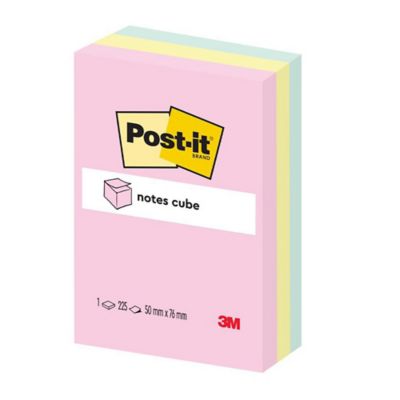  Post-it Sticky Notes Cube Pastel Colors Collection, Pack of 1  Pad, of 450 Sheets, 76 mm x 76 mm, Pink, White, Orange Colors - Self-stick  Notes For Note Taking, To