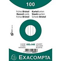 Cartes-fiches Exacompta A6 lignées blanc, emb. de 100 pces.