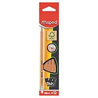 Bleistift Maped 850021FC, HB, dunkelgrau und orange lackiert, Packung à 12 Stück