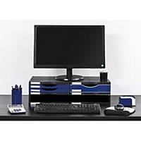 Suporte para monitor ArchivoDoc - 3 gavetas e 1 bandeja - preto/azul