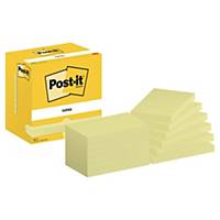 Post-it® Notes 655-CY, Canary Yellow, 76 mm x 127 mm, 100 Sheets/Pad, Pack of 12