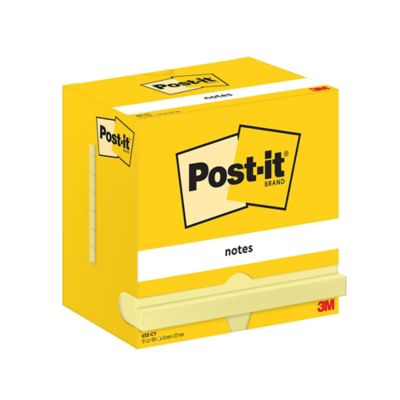Post-it® Notes 655-CY, canary yellow, 76 mm x 127 mm, 100 Sheets/Pad, Pack of 12