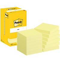 Post-it® Notes 654-CY, Canary Yellow, 76 mm x 76 mm, 100 Sheets/Pad, Pack of 12