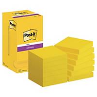 Post-it® Super Sticky Notes Ultra Yellow, 76mmx76 mm, 90 Sheet/Pad, Pack of 12