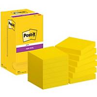 Post-it® Super Sticky Notes 654-S, jaune, 76 x 76 mm, par paquet de 12 blocs