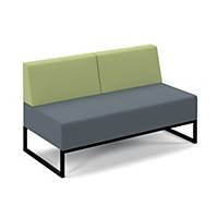 Nera Modular Double Bench with Double Back Black Frame in Green Del Only Excl NI