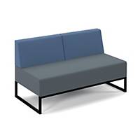 Nera Modular Double Bench with Double Back Black Frame Blue  D&Itall  Excl NI