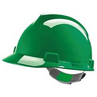 MSA V-Gard Safety Helmet Push-Key PVC Green