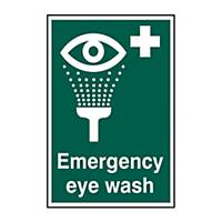  Emergency Eye Wash  Sign, Self-Adhesive Semi-Rigid PVC (200mm x 300mm)