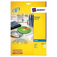 Boite 50 étiquettes cd/dvd maxi couvrantes jet d encre Avery ø117mm j8676