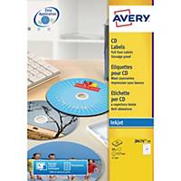 Avery J8676-25 Full Face Inkjet CD Labels 117mm Diameter - Pack Of 25