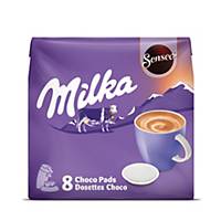 Dosettes lait au chocolat Senseo Milka, le paquet de 8 dosettes