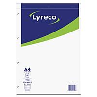 Lyreco notepad A4 squared 4x8 mm glued 80 pages