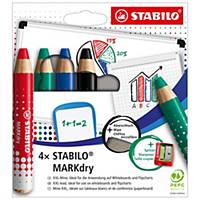 Stabilo Markdry Whiteboard Markers - Pack of 4 Assorted Colours