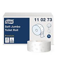 TORK T-BOX JUMBO 2-PLY VIRGIN PULP WHITE TOILET ROLLS 98MM X 360M - PACK OF 6