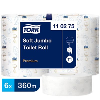 Tork Soft Jumbo Toilet Paper Roll White T1, 110275, 2 Ply 360m, Pack of 6