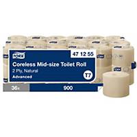 Tork Coreless Toilet Roll Natural T7 Advanced Mid-Size 2-Ply 36 x 900 sheets
